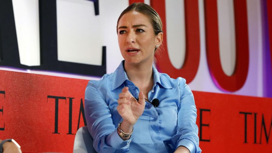 Founder and CEO of Bumble, Whitney Wolfe Herd, speaks during the TIME 100 Summit, in New York, Tuesday, April 23, 2019. (AP Photo/Richard Drew)