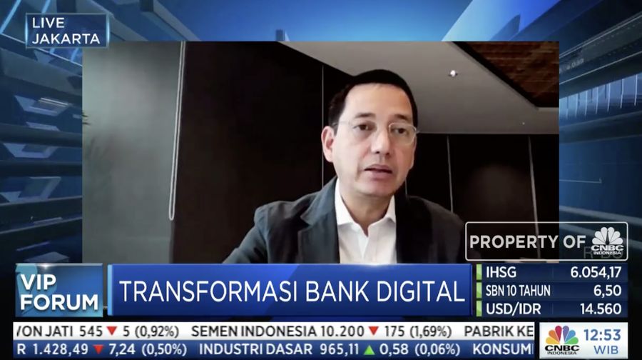 Direktur Bank Jago Kharim Indra Gupta Siregar dalam acara VIP Forum bertajuk
