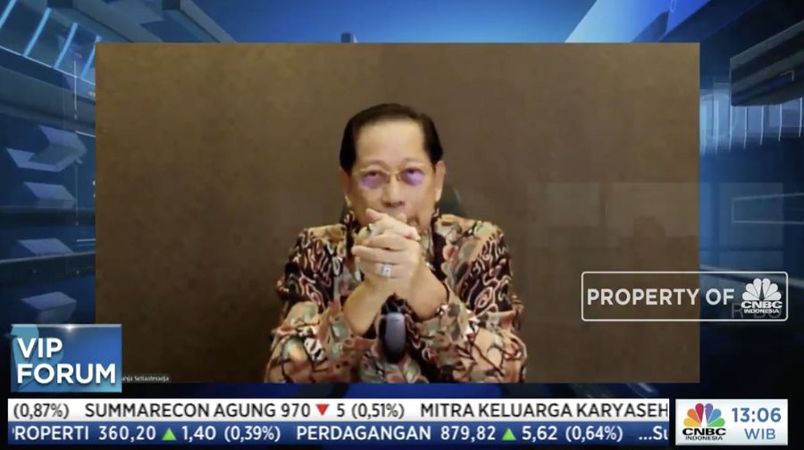 Direktur Utama Bank Central Asia (BCA) Jahja Setiaatmadja dalam acara VIP Forum bertajuk 