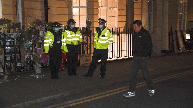 Kyaw Zwar Minn, the Myanmar ambassador, walks outside the Myanmar Embassy in London, Wednesday, April 7, 2021. Newspaper reports say the embassy was taken over by members of the country's new military regime Wednesday evening. (AP Photo/Alberto Pezzali)