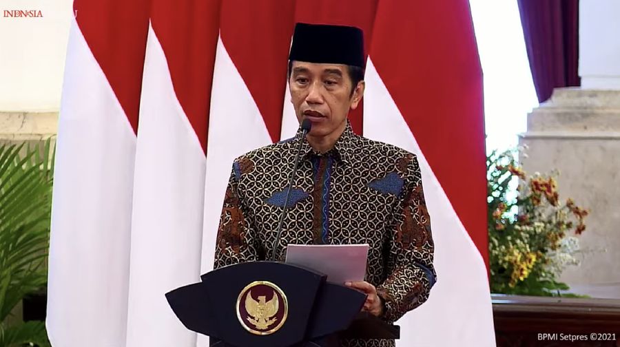 Presiden Joko Widodo Saat Pembukaan Musyawarah Kerja Nasional dan Musyawarah Nasional Alim Ulama PKB, 8 April 2021 (Tangkapan Layar Youtube Sekretariat Presiden)