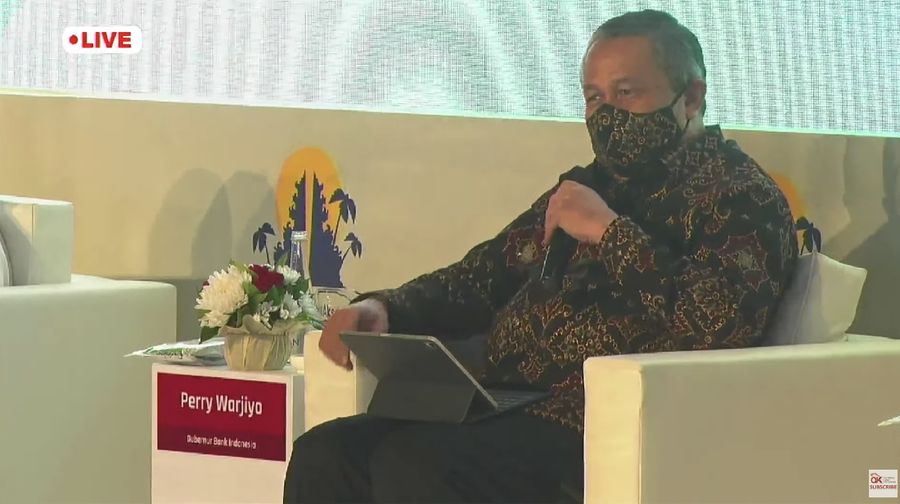 Gubernur Bank Indonesia Perry Warjiyo dalam acara Sarasehan Akselerasi Pemulihan Ekonomi Nasional (tangkapan Layar Youtube Jasa Keuangan)