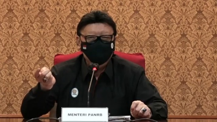 Menpan RB Tjahjo Kumolo dalam konfrensi pers pengadaan CASN tahun 2021. (Tangkapan Layar Youtube KemenpanRB) Menpan RB Tjahjo Kumolo dalam konfrensi pers pengadaan CASN tahun 2021. (Tangkapan Layar Youtube KemenpanRB)