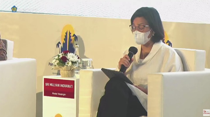 Menteri Keuangan Sri Mulyani dalam acara Sarasehan Akselerasi Pemulihan Ekonomi Nasional (tangkapan Layar Youtube Jasa Keuangan) Menteri Keuangan Sri Mulyani dalam acara Sarasehan Akselerasi Pemulihan Ekonomi Nasional (tangkapan Layar Youtube Jasa Keuangan)