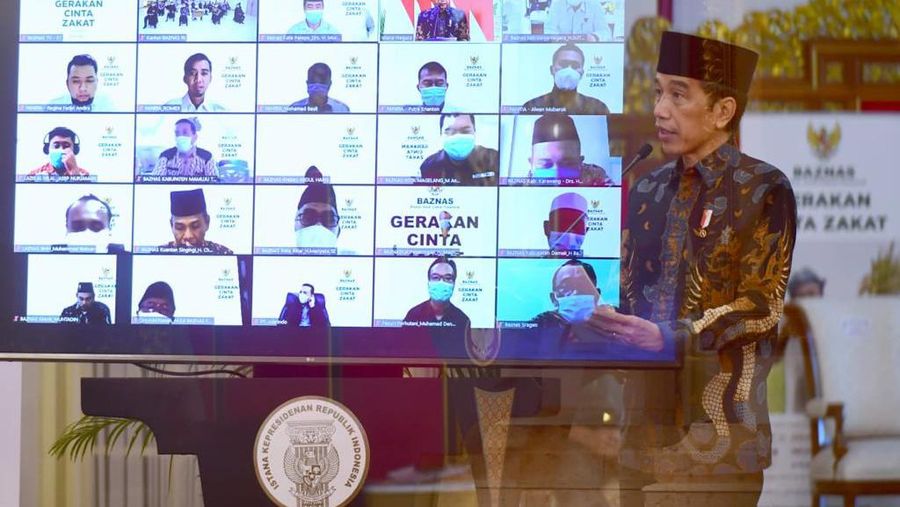 Peluncuran gerakan cinta zakat dan penyerahan zakat kepada Badan Amil Zakat Nasional, Kamis (15/04/2021). Dok: Biro Pers Sekretariat Presiden