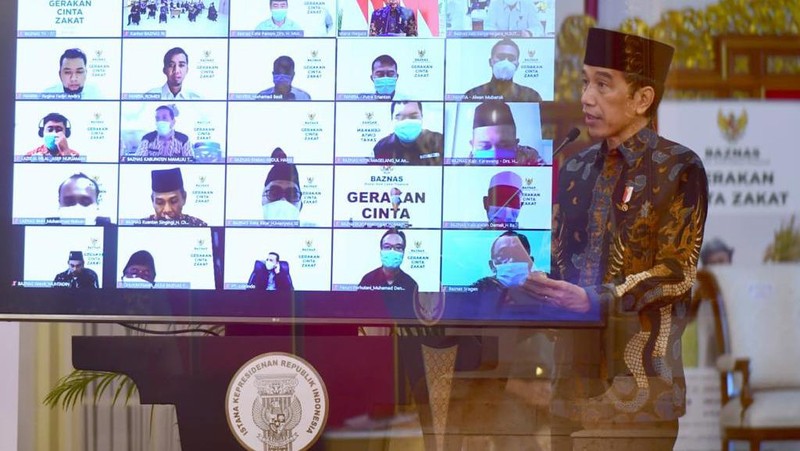 Peluncuran gerakan cinta zakat dan penyerahan zakat kepada Badan Amil Zakat Nasional, Kamis (15/04/2021). Dok: Biro Pers Sekretariat Presiden