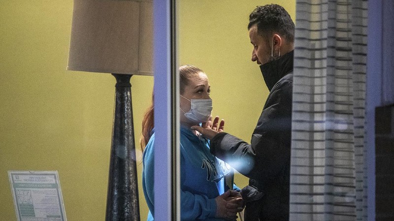 Police arrive at the scene where multiple people were reportedly shot at the FedEx Ground facility early Friday, April 16, 2021, in Indianapolis, Indiana. Multiple people were shot and killed in a late-night shooting at a FedEx facility in Indianapolis, and the shooter killed himself, police said. (Mykal McEldowney/The Indianapolis Star via AP)