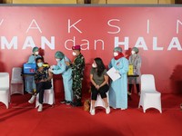 Gaya Jokowi Cek Vaksinasi Cak Lontong Cs di Galeri Nasional