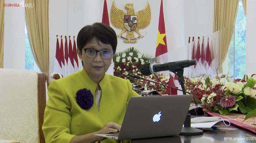 Keterangan Pers Menteri Luar Negeri, Retno Marsudi. (Tangkapan Layar Youtube Sekretariat Presiden)
