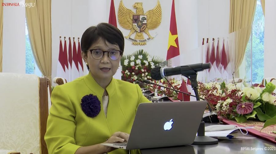 Keterangan Pers Menteri Luar Negeri, Retno Marsudi. (Tangkapan Layar Youtube Sekretariat Presiden)