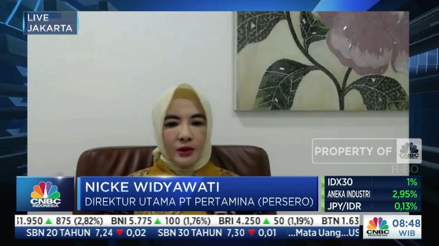 Direktur Utama PT Pertamina (Persero) Nicke Widyawati dalam acara New Energy Conference dengan Tema 