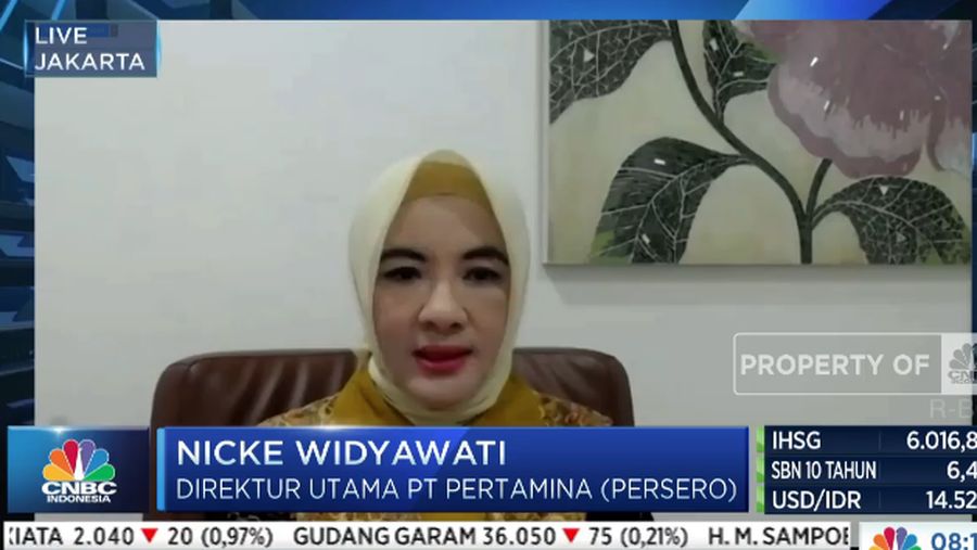 Direktur Utama PT Pertamina (Persero) Nicke Widyawati dalam acara New Energy Conference dengan Tema
