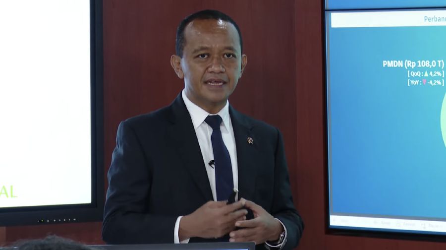 Kepala Badan Koordinasi Penanaman Modal (BKPM) Bahlil Lahadalia merilis capaian realisasi investasi kuartal I tahun 2021. (Tangkapan Layar Youtube BKPM)