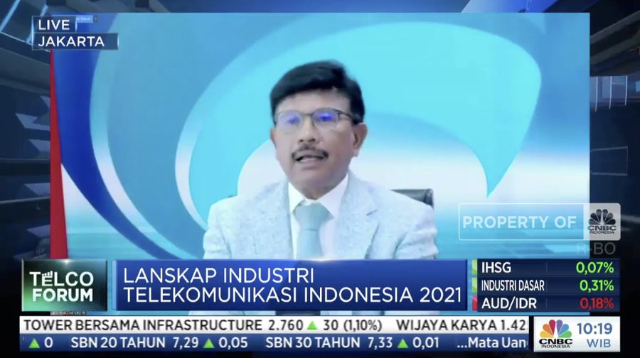 Menteri Komunikasi dan Informasi & Teknologi RI, Johnny G. Plate dalam acara Telco Forum 2021 Bertema