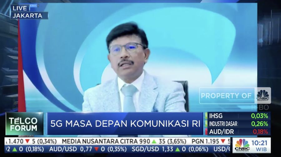 Menteri Komunikasi dan Informasi & Teknologi RI, Johnny G. Plate dalam acara Telco Forum 2021 Bertema 