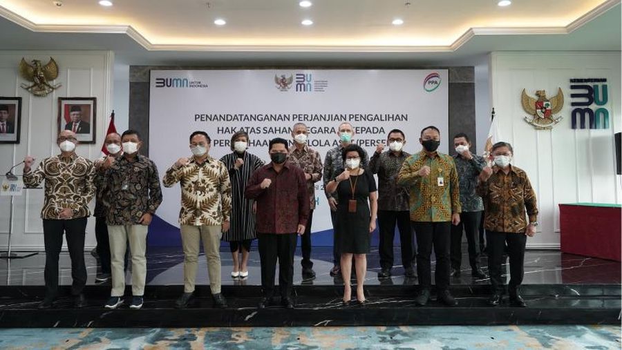 Penandatanganan pengalihan saham minoritas lima perusahaan kepada PPA. (Dok. PPA)