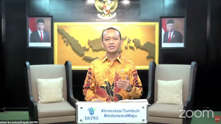 Menteri Investasi, Bahlil Lahadalia dalam Rapat Koordinasi Pembangunan Pusat 2021 (Tangkapan Layar Youtube Bappenas RI)