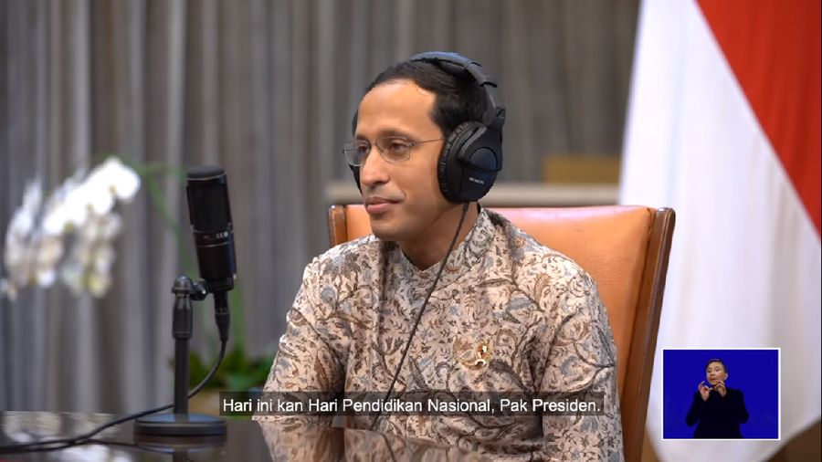 Podcast Hardiknas 2021 Presiden Jokowi dan Mas Menteri Nadiem Makarim, 2 Mei 2021. (Tangkapan Layar Youtube Sekretariat Presiden RI)