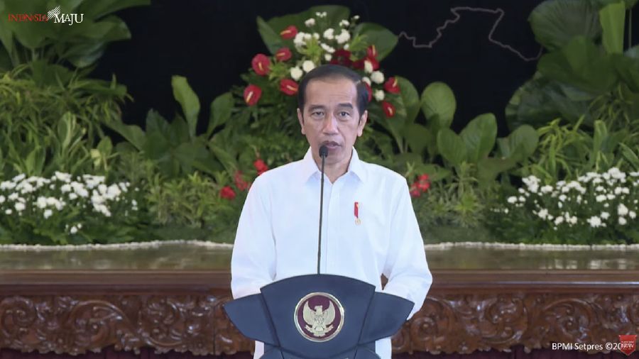 Jokowi dalam acara musyawarah perencanaan pembangunan nasional 2021. (Tangkapan layar Bappenas RI)