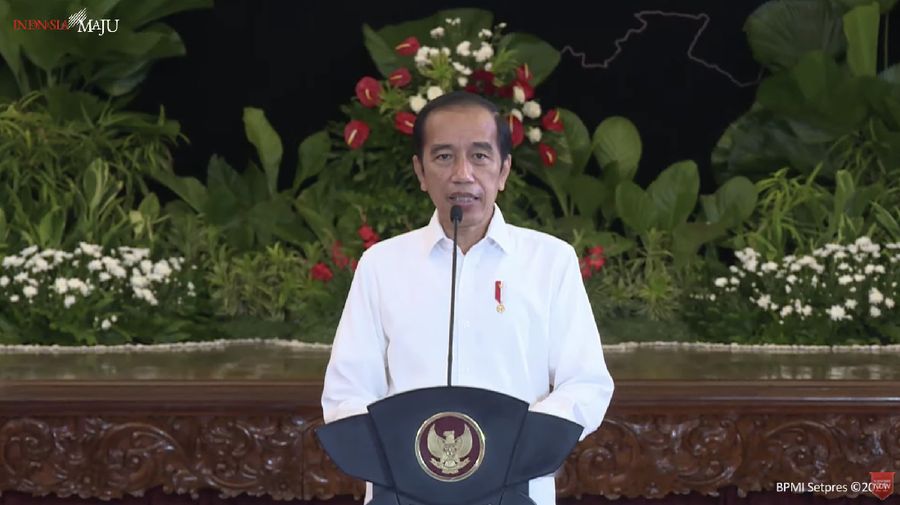 Jokowi dalam acara musyawarah perencanaan pembangunan nasional 2021. (Tangkapan layar Bappenas RI)