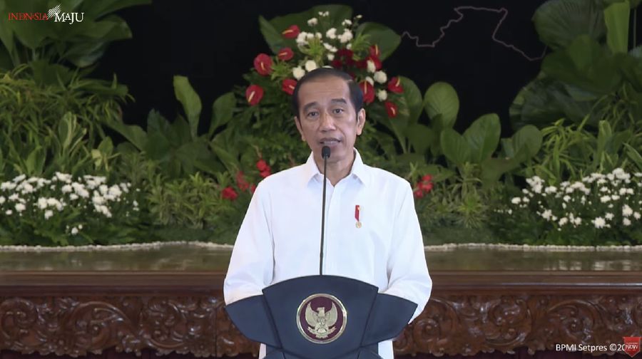 Jokowi dalam acara musyawarah perencanaan pembangunan nasional 2021. (Tangkapan layar Bappenas RI)