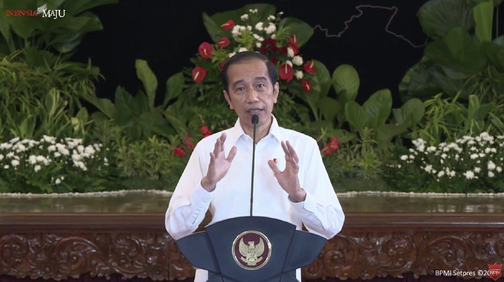 Jokowi dalam acara musyawarah perencanaan pembangunan nasional 2021. (Tangkapan layar Bappenas RI) Jokowi dalam acara musyawarah perencanaan pembangunan nasional 2021. (Tangkapan layar Bappenas RI)