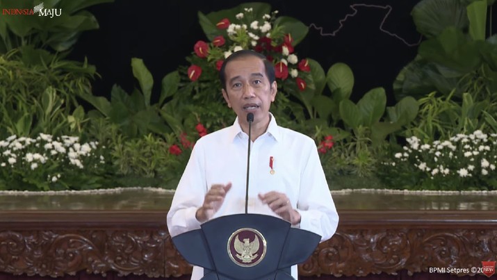 Jokowi dalam acara musyawarah perencanaan pembangunan nasional 2021. (Tangkapan layar Bappenas RI) Jokowi dalam acara musyawarah perencanaan pembangunan nasional 2021. (Tangkapan layar Bappenas RI)