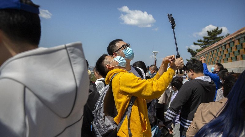 Tembok besar China ramai wisatawan ditengah pandemi. AP/