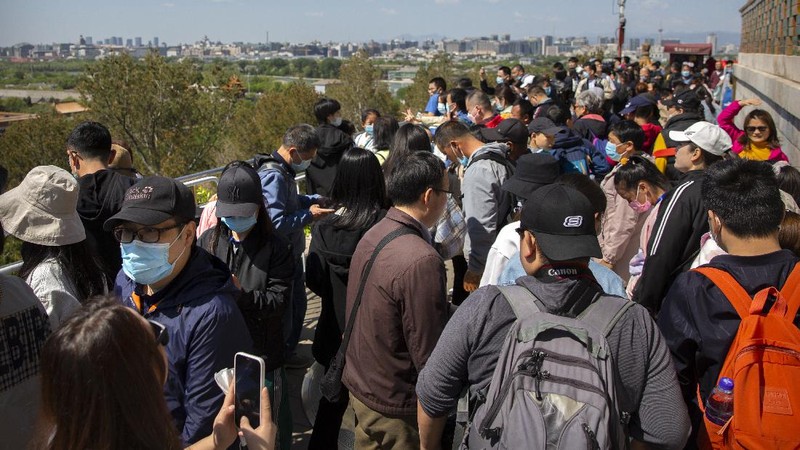 Tembok besar China ramai wisatawan ditengah pandemi. AP/