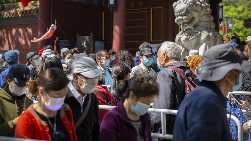 Tembok besar China ramai wisatawan ditengah pandemi. AP/