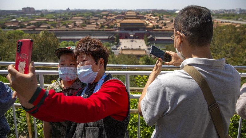 Tembok besar China ramai wisatawan ditengah pandemi. AP/