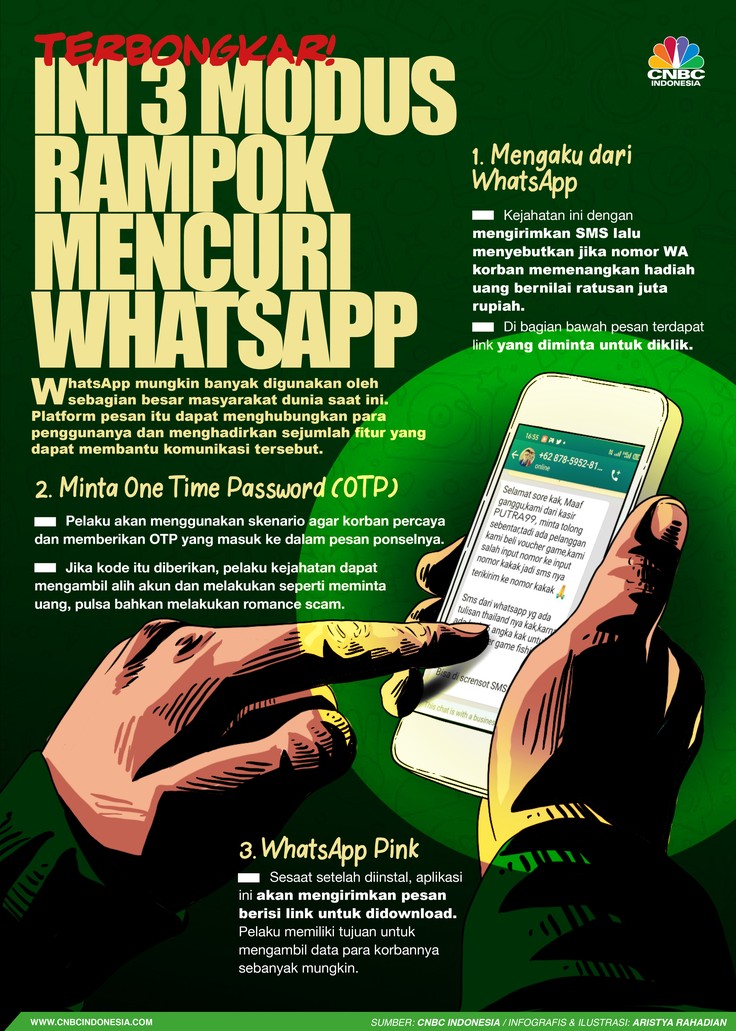 Infografis/ Terbongkar! Ini 3 Modus Rampok Mencuri Whatsapp/Aristya Rahadian