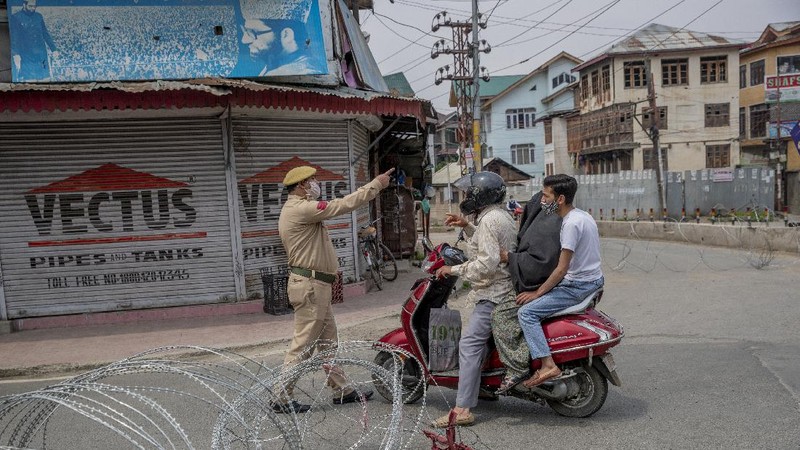 Suasana Kashmir India lockdown. (AP/Dar Yasin)