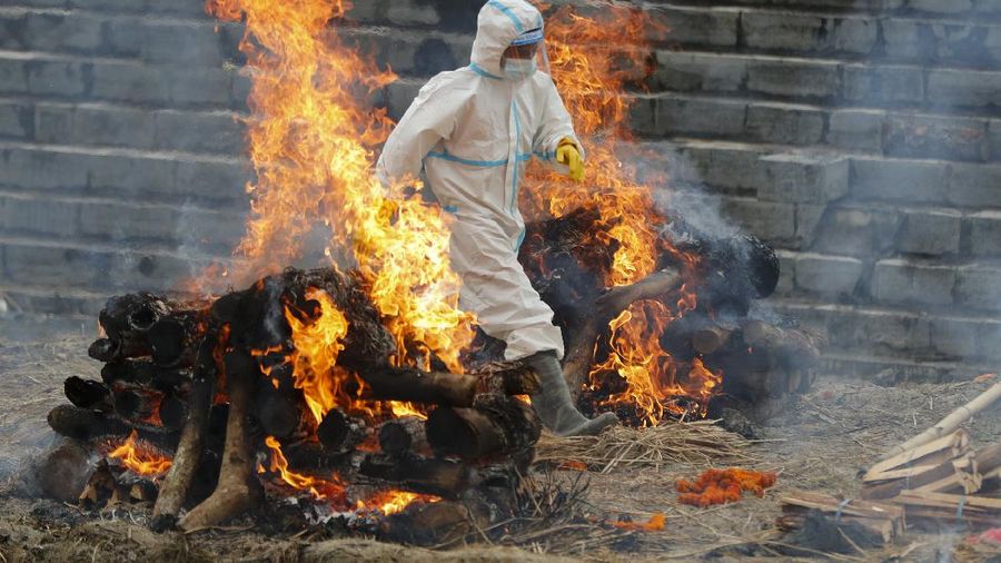 Pandemi Covid di Nepal. (AP/Niranjan Shrestha)