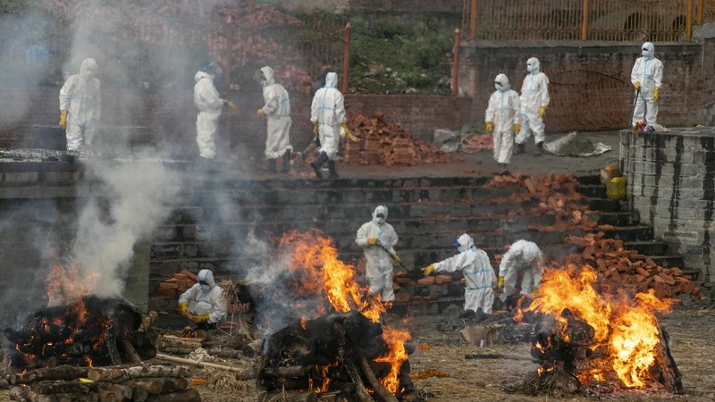 Pandemi Covid di Nepal. (AP/Niranjan Shrestha)
