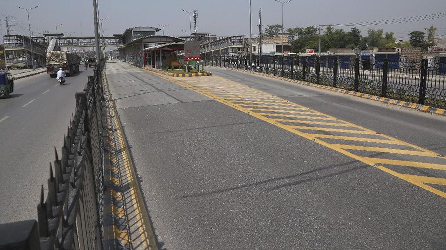Lockdown di Pakistan. (AP/Muhammad Sajjad)