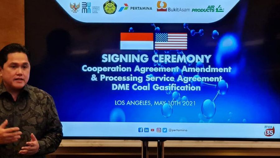 Foto/Pertamina gelar seremoni penandatanganan amandemen kerja sama proyek gasifikasi batu bara di California, AS/ Kementerian BUMN