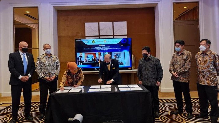 Foto/Pertamina gelar seremoni penandatanganan amandemen kerja sama proyek gasifikasi batu bara di California, AS/ Kementerian BUMN Foto/Pertamina gelar seremoni penandatanganan amandemen kerja sama proyek gasifikasi batu bara di California, AS/ Kementerian BUMN