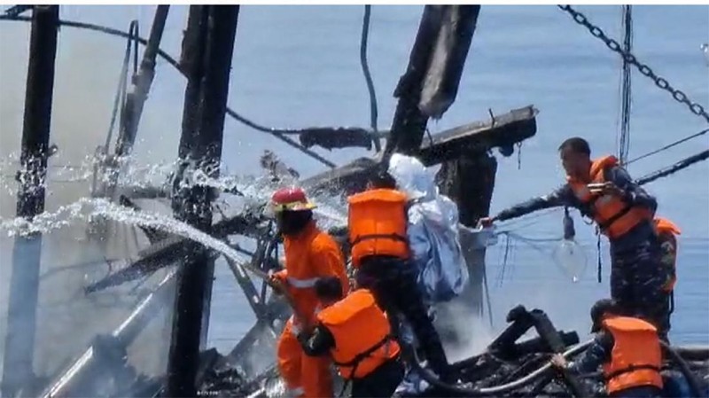Kapal Terbakar di Laut Natuna Utara (Ist)
