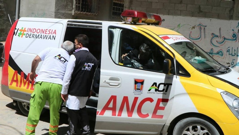 Ambulans Kota Padang di Palestina. (Tangkapan Layar Instagram @act_pasamanbarat)