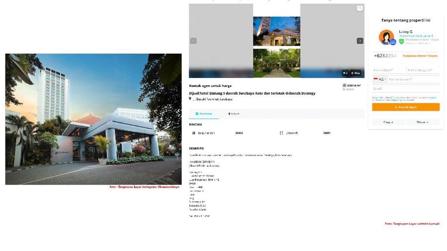 Hotel Bumi Surabaya (foto: Tangakapan Layar Instagram @bumisurabaya dan Website Lamudi)