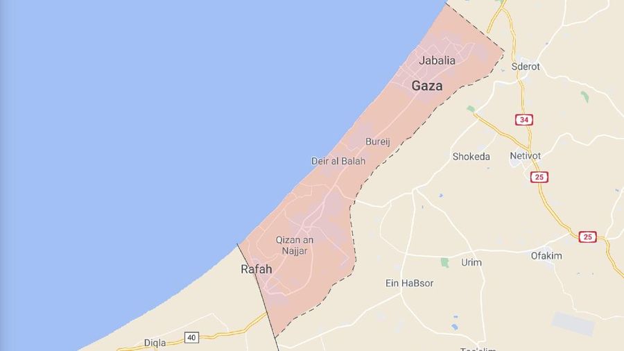 Peta jalur Gaza (Google Map)