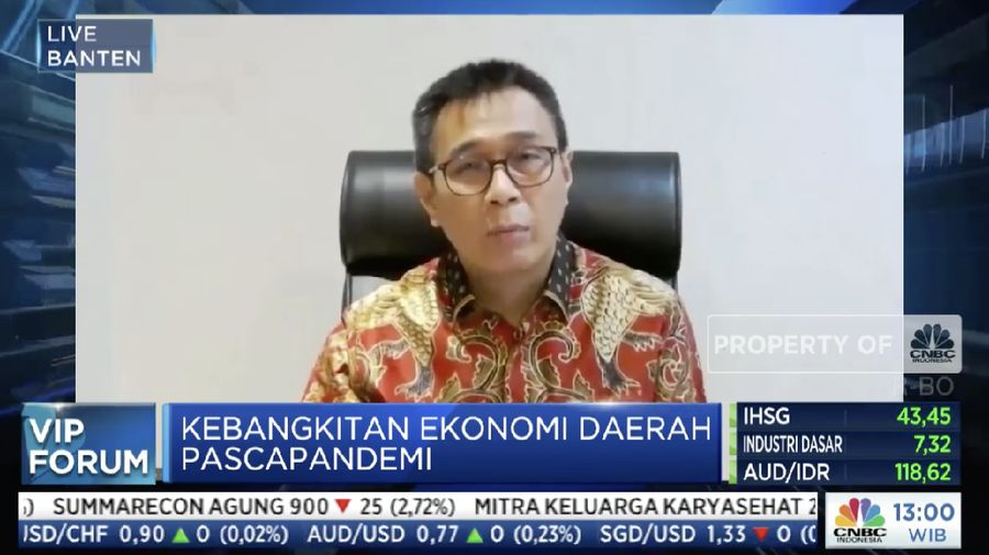 Direktur Utama PT Bank Pembangunan Daerah Banten Tbk Agus Syabarrudin dalam acara VIP Forum CNBC Indonesia