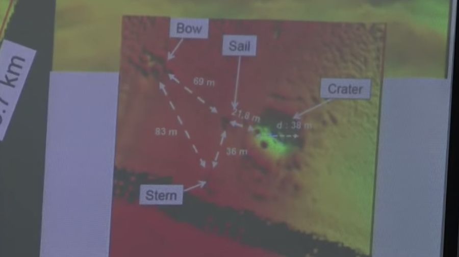 Kawah misterius diduga lokasi badan tekan KRI Nanggala-402 (Tangkapan Layar Youtube  TNI ANGKATAN LAUT)