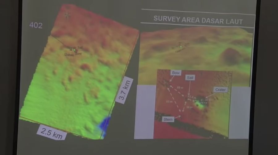 Kawah misterius diduga lokasi badan tekan KRI Nanggala-402 (Tangkapan Layar Youtube  TNI ANGKATAN LAUT)