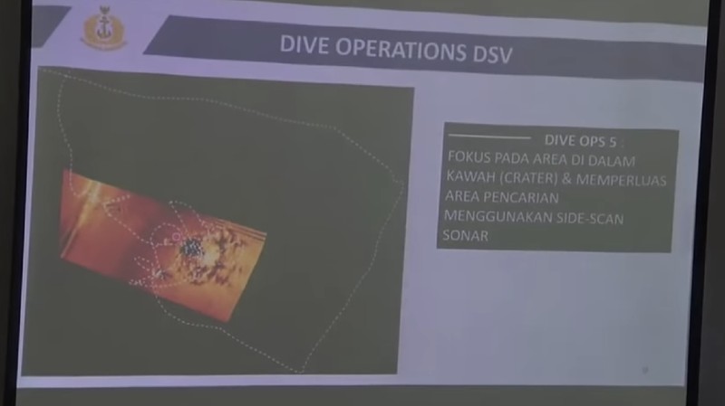 Kawah misterius diduga lokasi badan tekan KRI Nanggala-402 (Tangkapan Layar Youtube  TNI ANGKATAN LAUT)