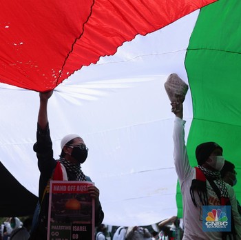 Intip Massa Aksi Bela Palestina Geruduk Kedubes AS di Jakarta