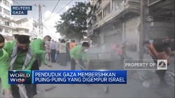 Penduduk Gaza Bersihkan Puing-Puing Sisa Gempuran Israel