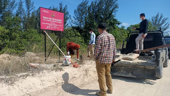 Tanah di kawasan lapangan Golf Heru Hidayat di Belitung di sita Kejagung. (Dok: Kejagung)