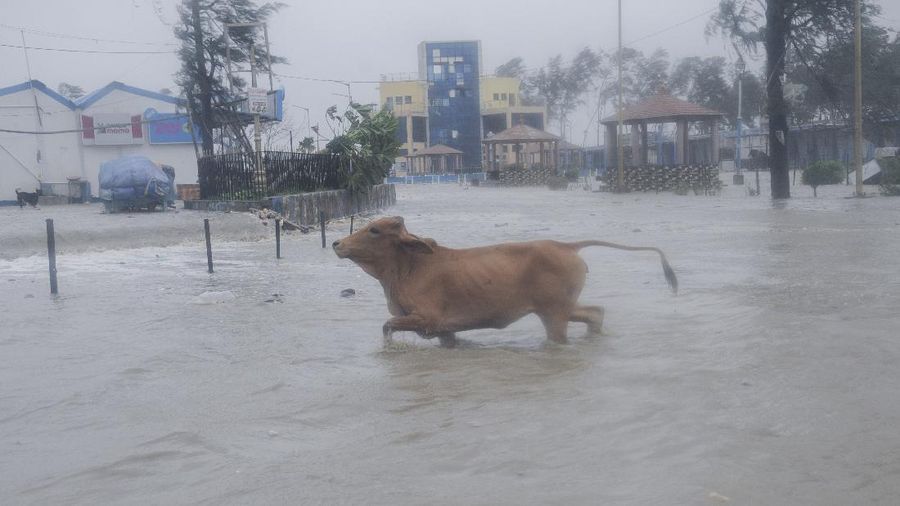 Topan Yaas di India. (AP/Ashim Paul)